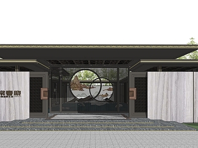 新中式入口大门 小区入口大门