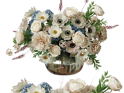 现代花艺 玻璃花瓶 花艺摆件 鲜花花卉 艺术插花 餐桌摆件