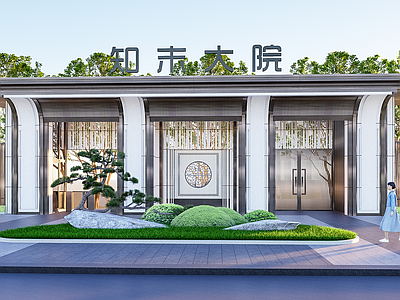 新中式入口大门 小区入口大门 公司入口大门 次入口