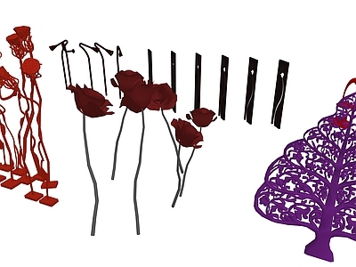 现代其他小品 景观小品 玫瑰花 莲子 景观灯具 异型小品