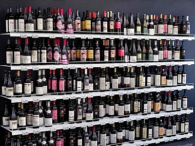 现代超市 超市货架 酒水组合
