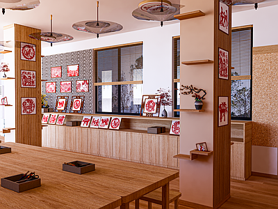 现代新中式手工坊 手工坊 文创商品店 非遗产剪纸