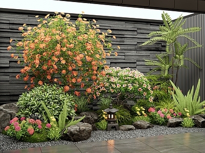 灌木 花草组合 花境 室内植物造景 月季花 植物堆