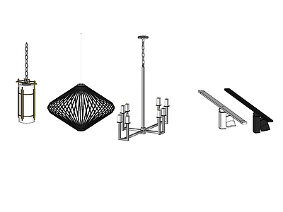 现代灯具组合 灯具 灯具组合 吊灯组合