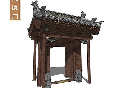 中式禅意古建筑 门头 垂花门 抱厦门 四合院
