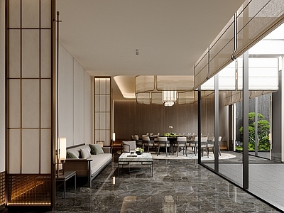 现代新中式包厢 新中式餐厅 新中式包厢 新中式沙发 新中式餐桌椅