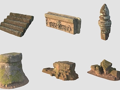 中式石头 古代台阶石雕石柱