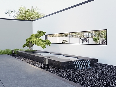 新中式现代喷泉 跌水小品 水景小品 建筑小品 水景