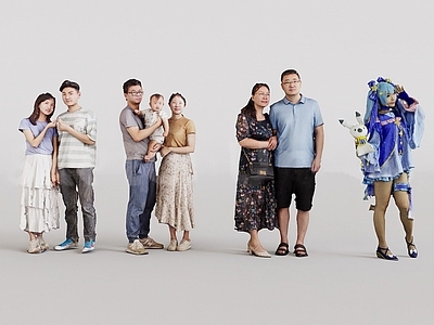 多人 现代简约人物 情侣 夫妻