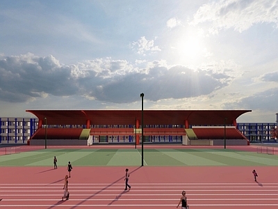 现代其他公共建筑 学校 体育场 教学楼 宿舍楼