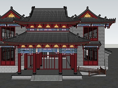 新中式中式古建筑 古建筑 古寺庙 寺庙 公园 庭院