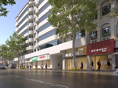 现代商业街 沿街商业 住宅楼底商