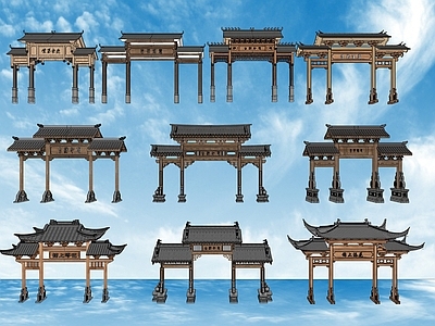 现代新中式牌坊牌楼 牌坊 牌楼 门楼 大门 寨门