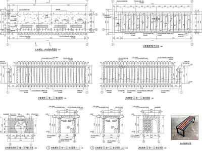 现代廊架 玻璃顶风雨廊架 施工图
