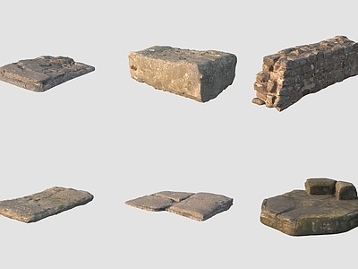 中式石头 古代青石板路围墙
