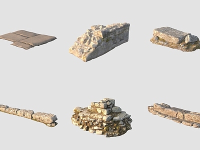 中式石头 古代青石板路围墙