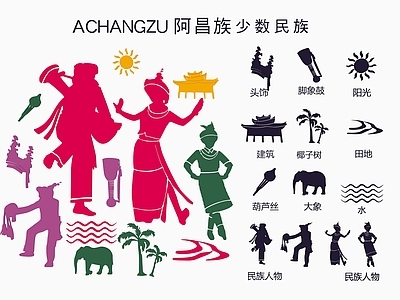 现代挂件 阿昌族民族剪影