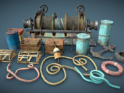 其他交通工具 船 老式 沉船道具 动画沉船道具