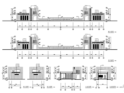 现代门卫室建筑 蒙古学校值班大门 施工图