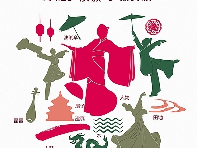 新中式挂件 汉族国风剪影
