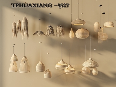 中古侘寂吊灯 茅草吊灯 原木风 藤编吊灯