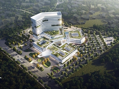 现代简约医院建筑 现代综合医院 医院建筑