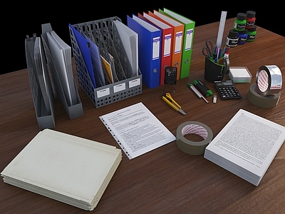 办公用品 文件夹 文具 胶带纸张 A4纸 纸堆