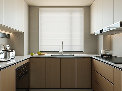 现代封闭式厨房 u型厨房 现代厨房 厨房