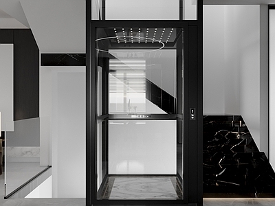 现代意式电梯 观光电梯 电梯轿厢 扶手电梯 楼梯