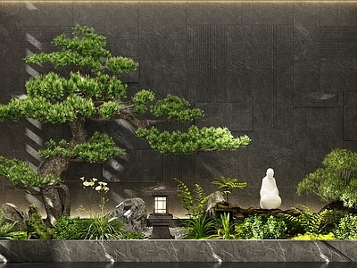 新中式室内景观 景观造景 景观树 庭院景观 植物景观 植物堆