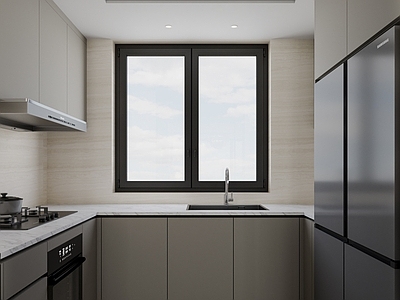 现代意式开放式厨房 餐厅厨房 半开放式厨房 岛台厨房 吧台厨房