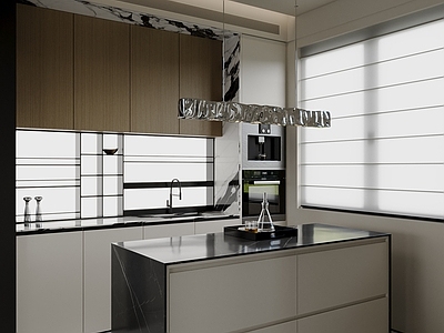 现代意式开放式厨房 餐厅厨房 半开放式厨房 岛台厨房 吧台厨房