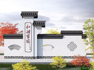 中式景墙花窗