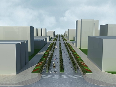 现代道路景观绿化鸟瞰