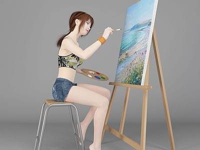 现代风格画家美女人物