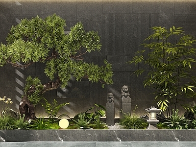 新中式室内景观 景观造景 植物景观 景观树 中式景观 庭院景观