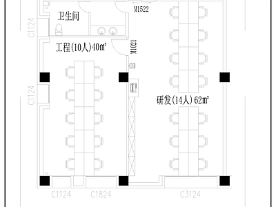 现代整体办公空间 办公室 办公楼 平面图