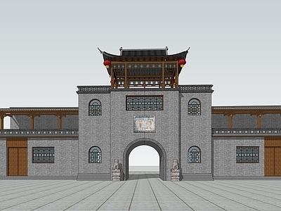 中式古建筑 晋王家大院门楼 城门楼 山西古建筑 古建筑