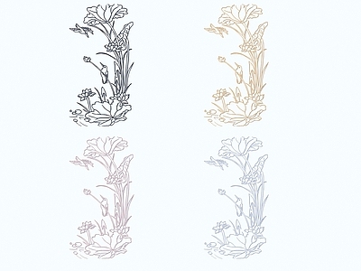 现代其他小品 中式荷花剪影 简笔莲花剪影