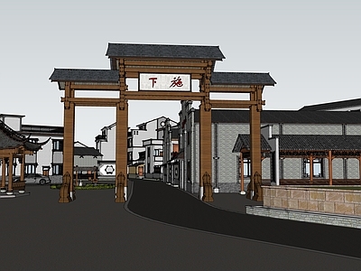 新中式中式乡村庭院 中式美丽乡村提升 中式乡村改造 美丽乡村庭院提升 乡村景观小品