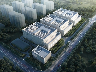 现代办公楼 数据中心 多层办公楼 鸟瞰办公楼 公建