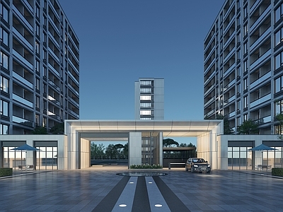 现代高层住宅 现代住宅大门 小区门头 入户大门
