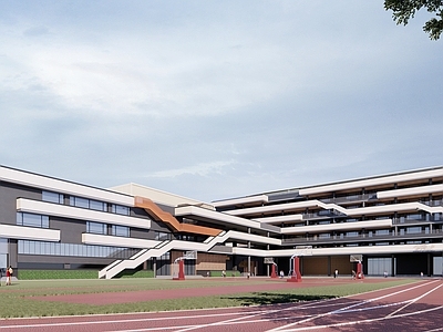 现代学校建筑 现代风学校 小学初中学校 学校建筑