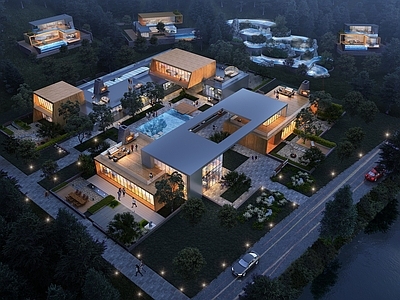 现代民宿建筑 度假民宿酒店 山地民宿建筑