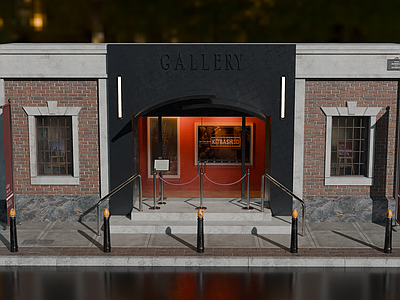 现代商业街 商业街 店面 门头 门面 画廊展览馆大门