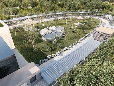 现代景观公园 熊猫馆 景区 景观