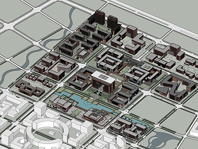 现代学校建筑 大型红砖现代学校