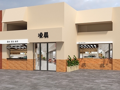 现代奶油门头 简餐门头 轻食馆门头 餐饮店门头 奶油风门头 小食馆门头