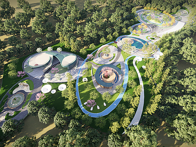 现代景观公园 现代郊野公园 露营公园 圆形公园 弧形公园 天空树公园