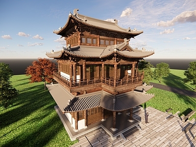中式复古古建筑 古建筑 特色建筑 阁楼 古朴 园林